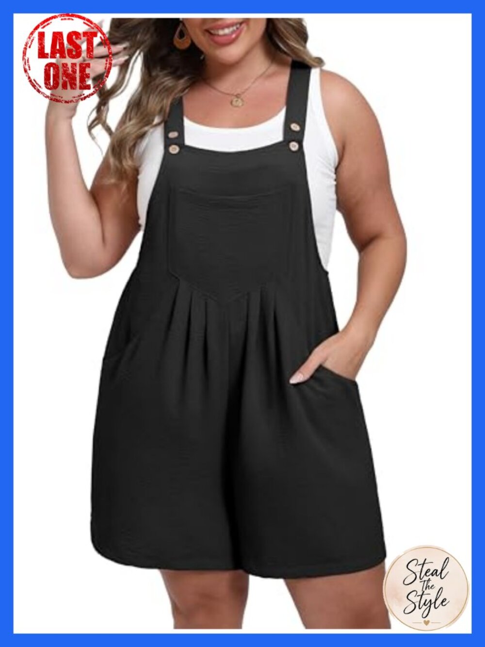 Plus Size High Waist Wide Leg Overalls Jumpsuit with Pockets Adjustable Straps